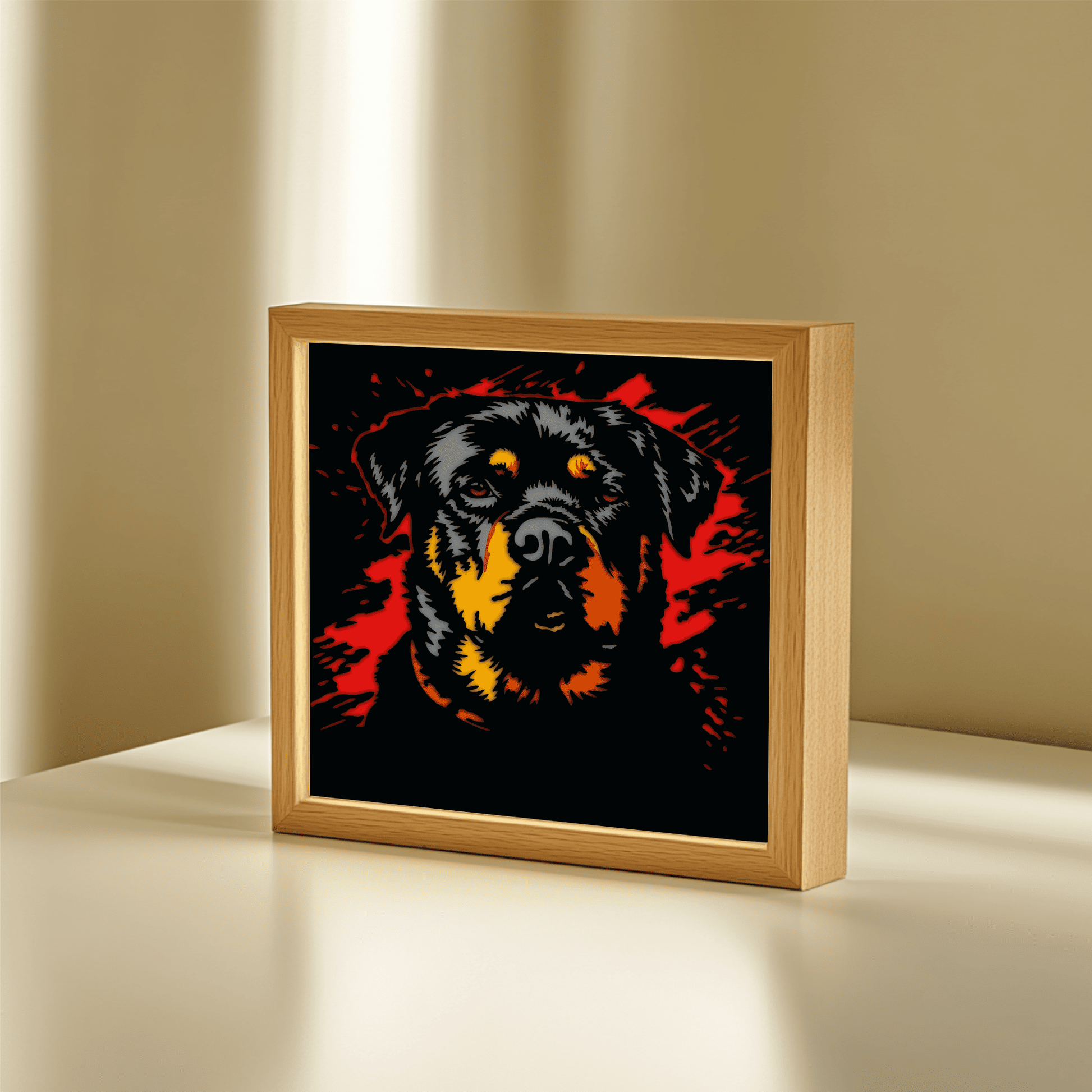 Rottweiler Dog 3D Shadow Box Template, Multilayer Design for DIY Decor