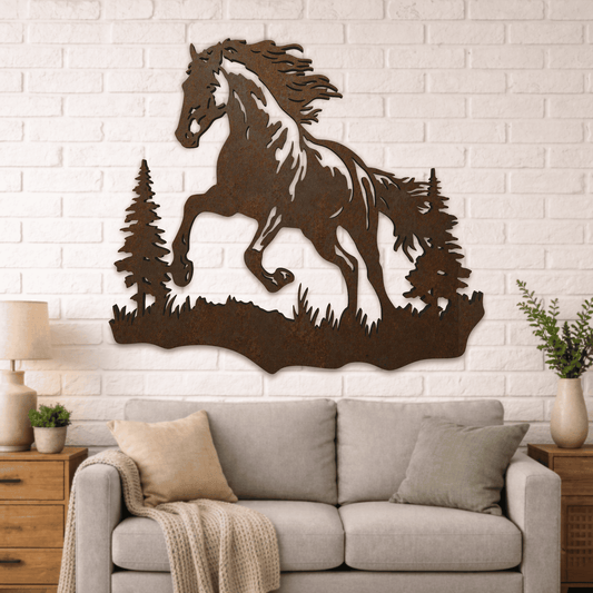 Wild horse silhouette DXF file for laser cutting