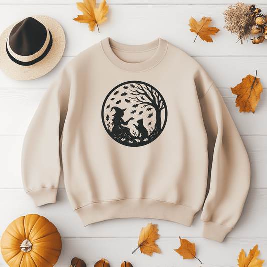 Halloween circle witch scene SVG PNG for Glowforge