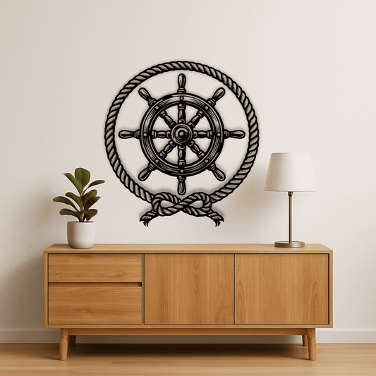 Boat steering wheel silhouette for laser cutting