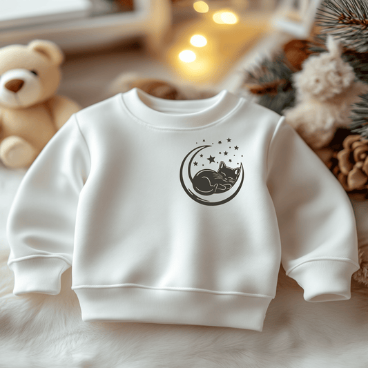 Cute sleeping cat moon silhouette cut file