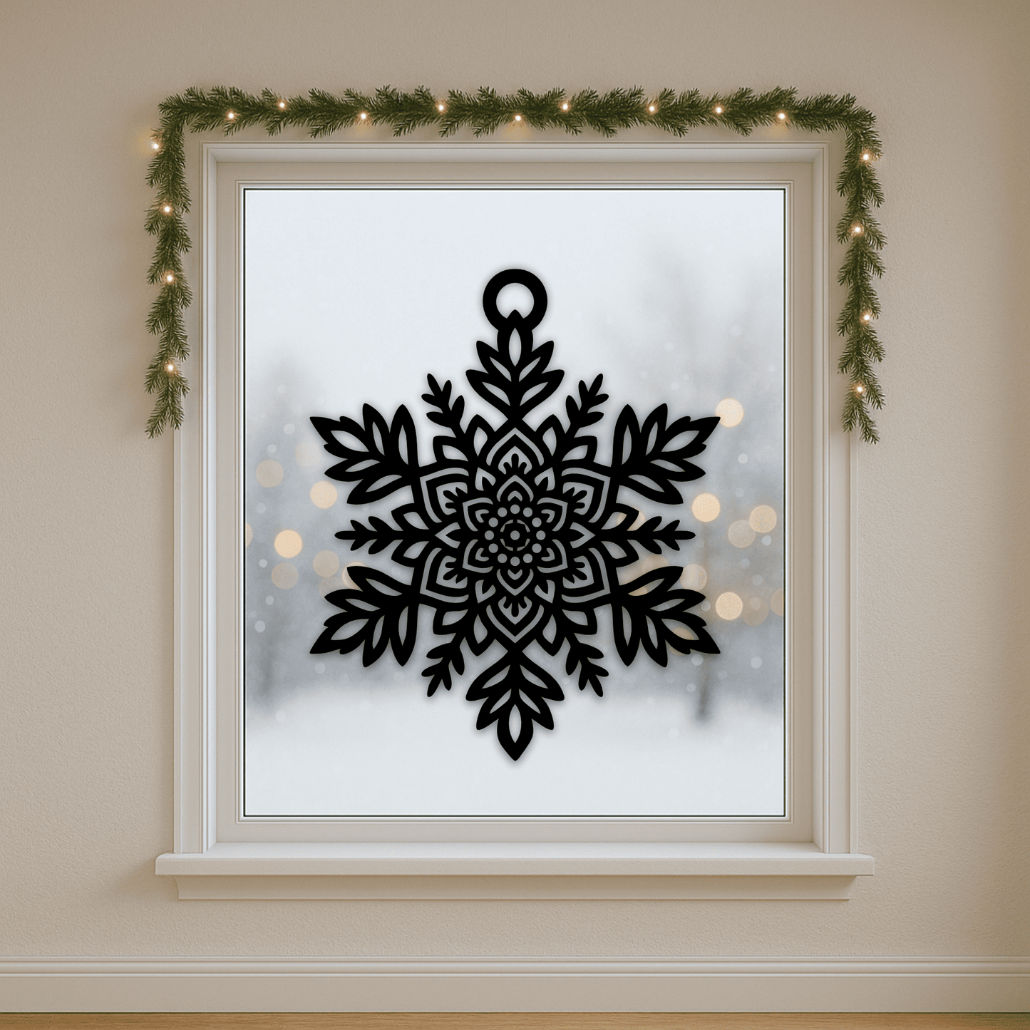 Laser cut snowflake silhouette for holiday décor