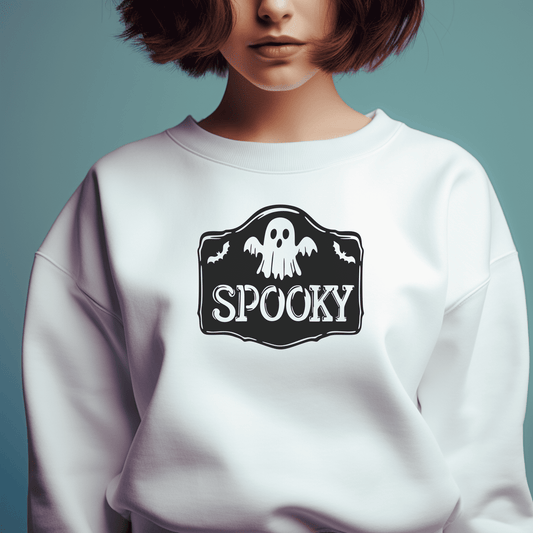 Retro Halloween DXF/SVG, Spooky Ghost T-Shirt Design, Mug/Pillow Halloween Glowforge Cut Files