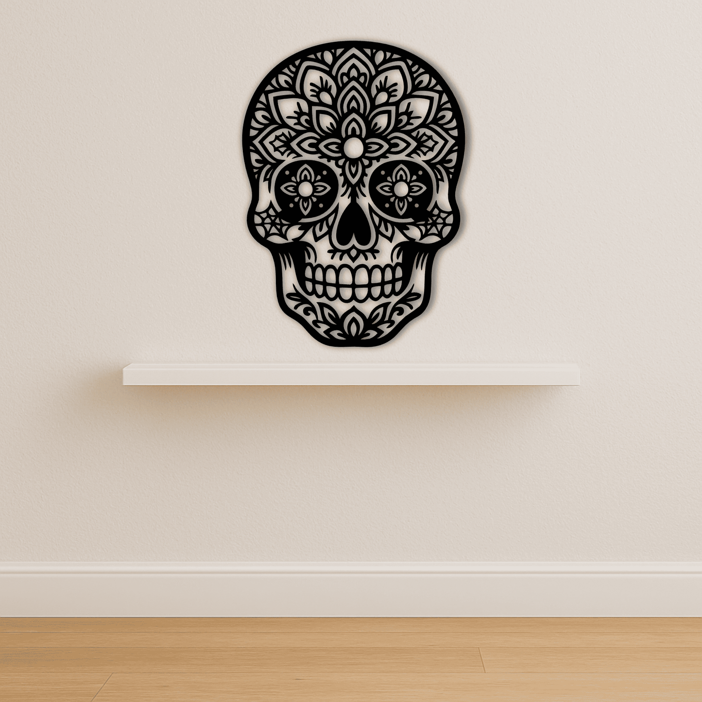 Gothic sugar skull metal wall art design
