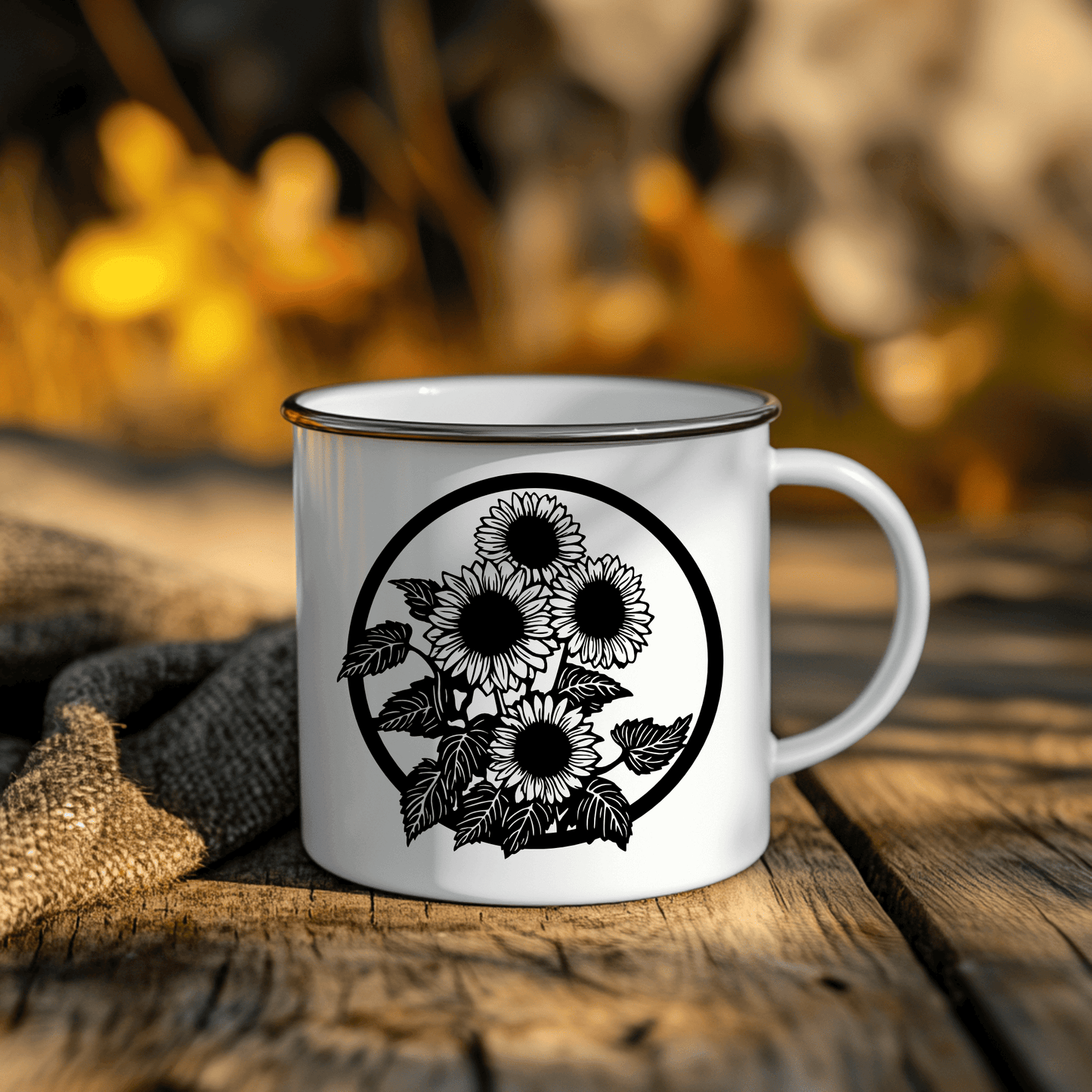 Farmhouse sunflower circle wall art SVG