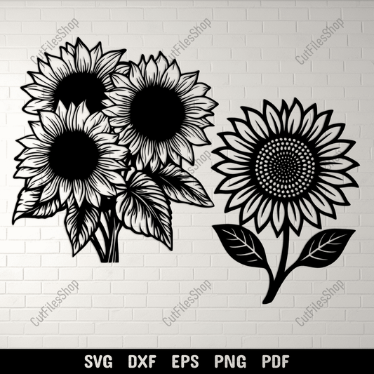 Sunflowers SVG summer floral cutting file for Cricut