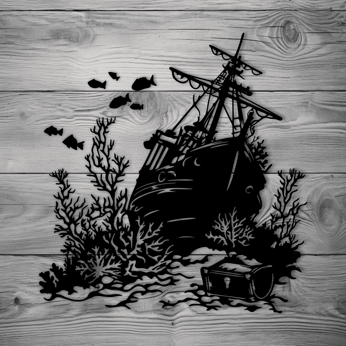 Nautical metal wall art shipwreck template