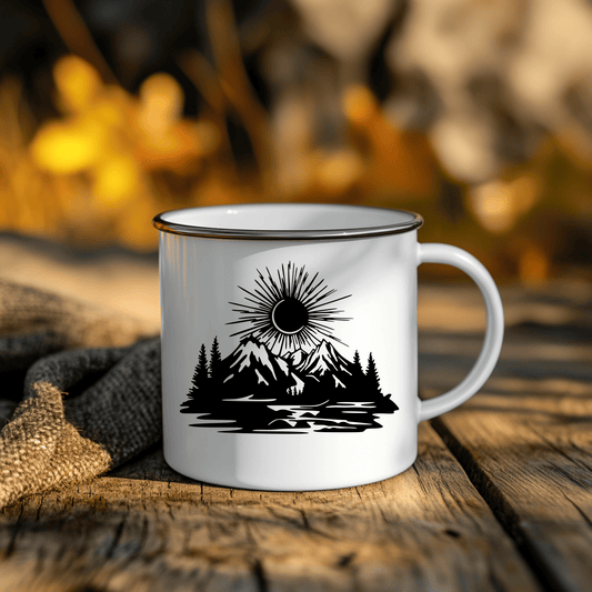 Sunset Mountain Scene DXF for CNC, Svg for Vinyl cutting, DIY Camping Mug Design