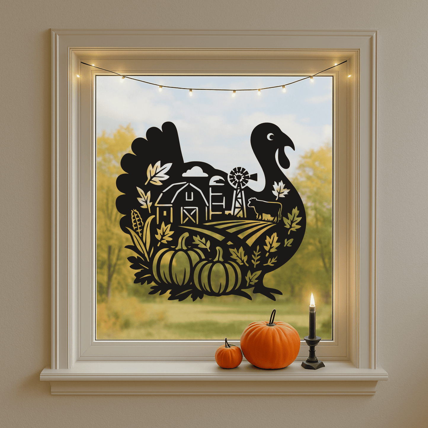 Fall farm scene SVG for laser cutting