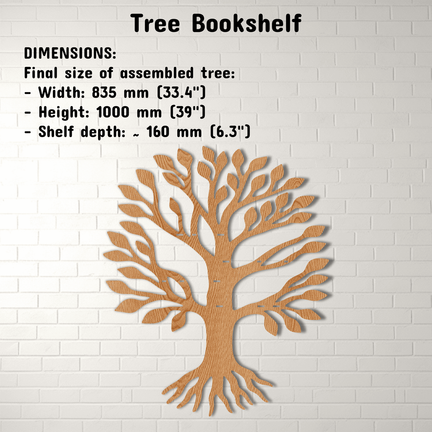 Laser cut tree shaped bookcase for nursery room