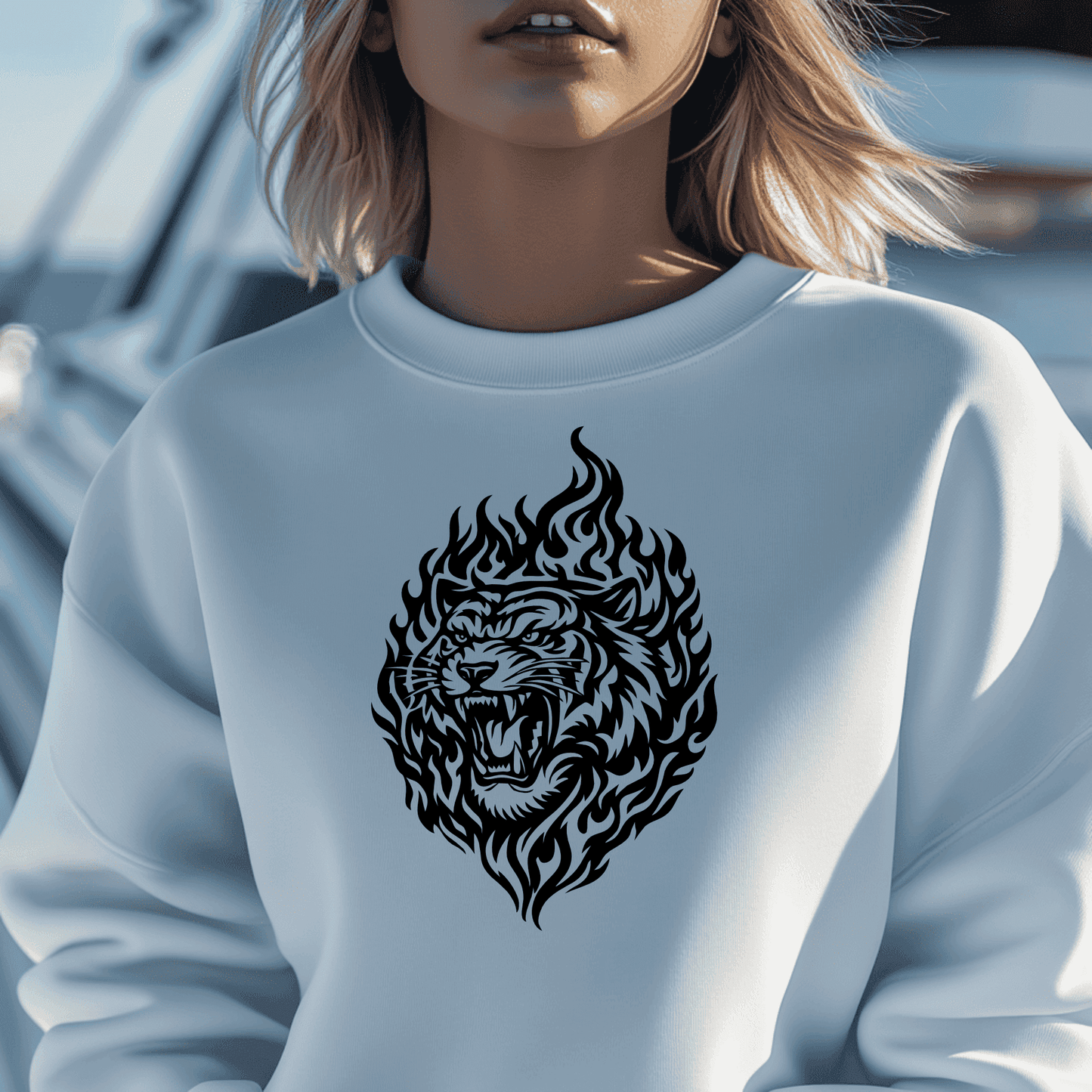 Roaring tribal tiger black and white SVG for T-shirt design