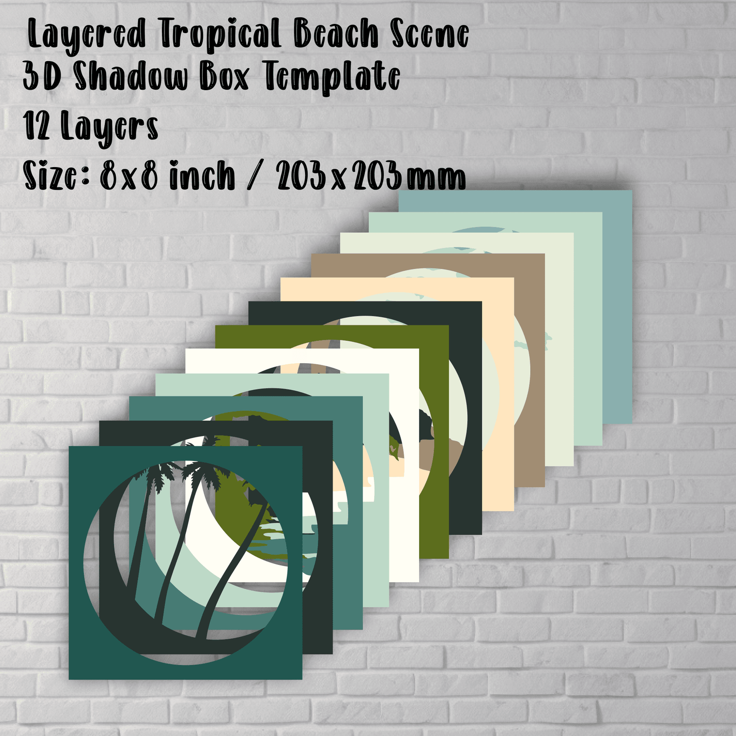 Sea scene 3d layered cut files for cricut, silhouette, cardstock svg, dxf for laser cut, glowforge svg, instant download