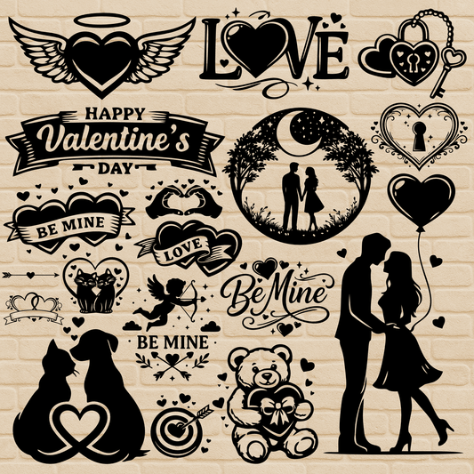Valentine sign designs SVG DXF for laser cutting and CNC projects