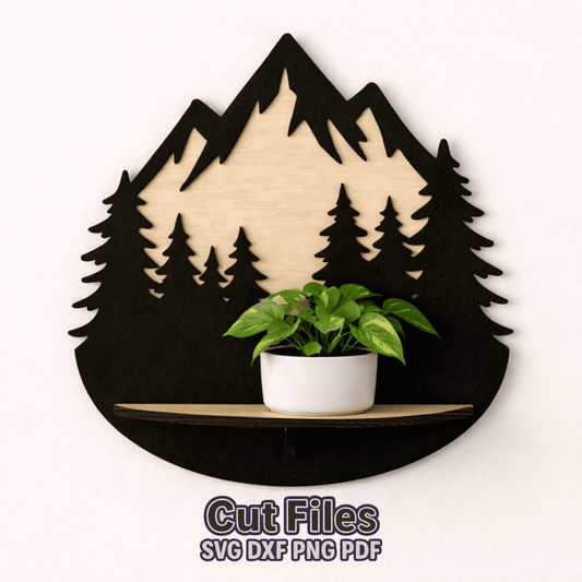 mountain shelf svg glowforge laser cut plywood wall shelf