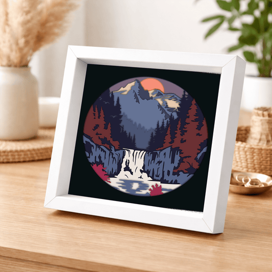 mountain waterfall multilayer svg for cricut