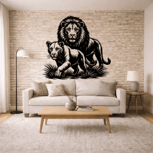 Lion and lioness SVG DXF for metal wall art CNC