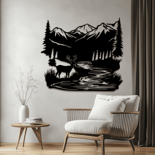 Deer & Mountains SVG, Wildlife Cutting Files for DIY Projects
