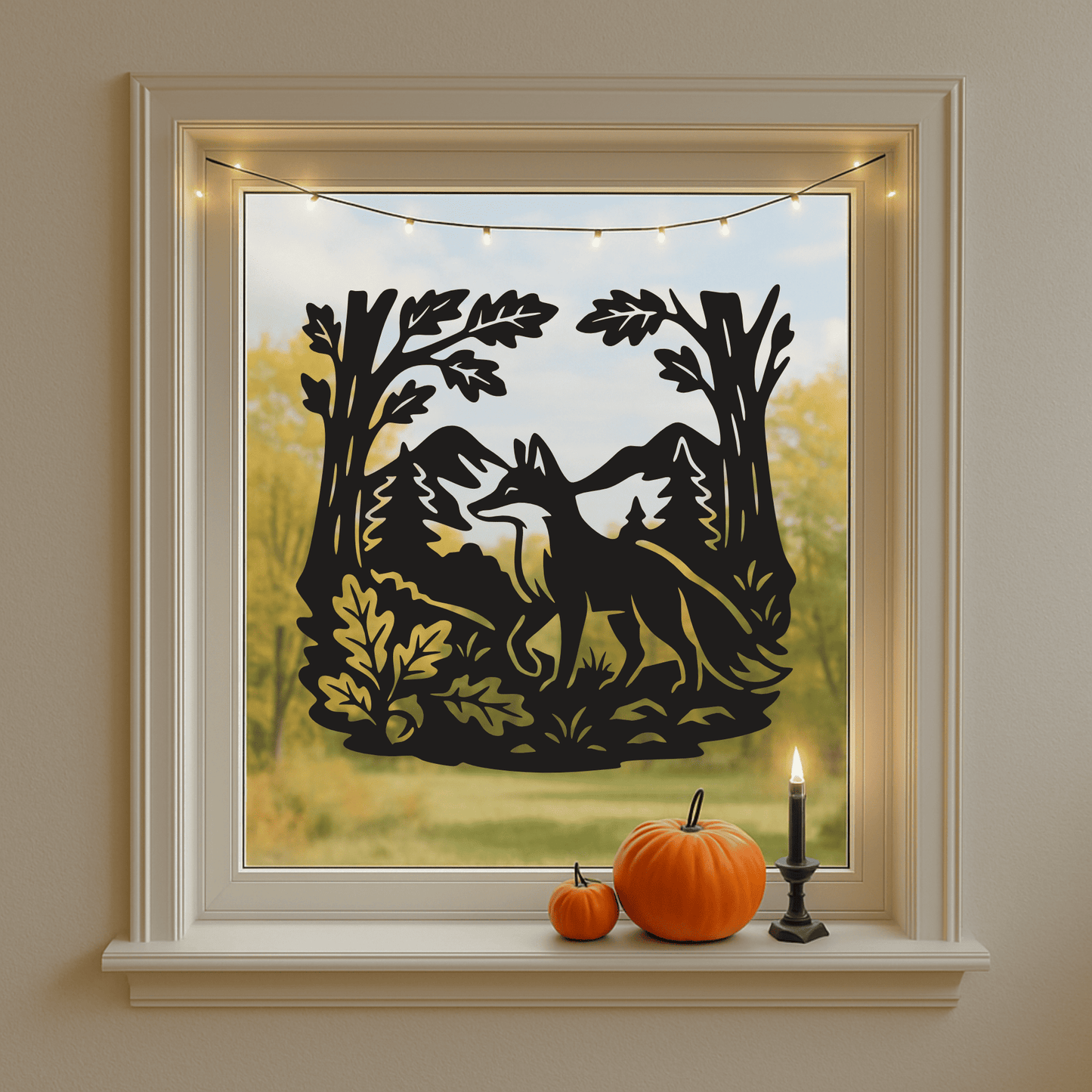 Fox in forest design SVG DXF for CNC art