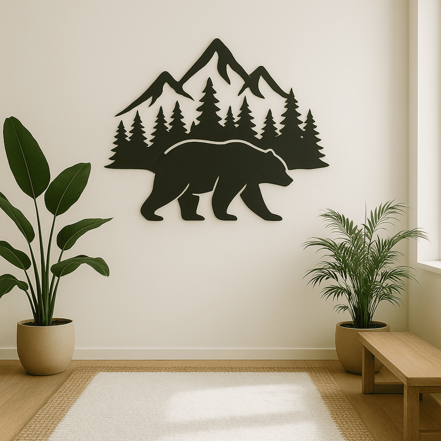 Bear and mountain vector EPS for rustic wall art crafts