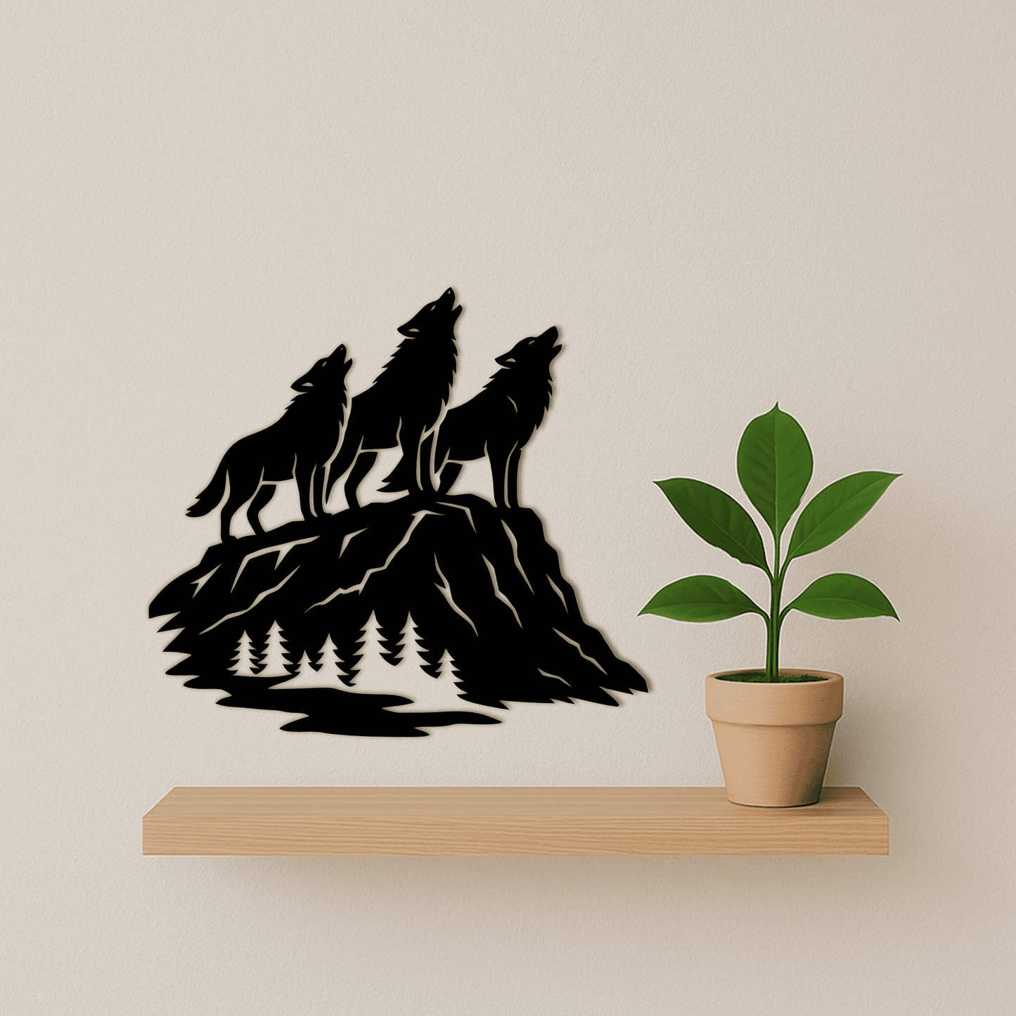 Howling wolf DXF template for outdoor-themed crafts and gifts