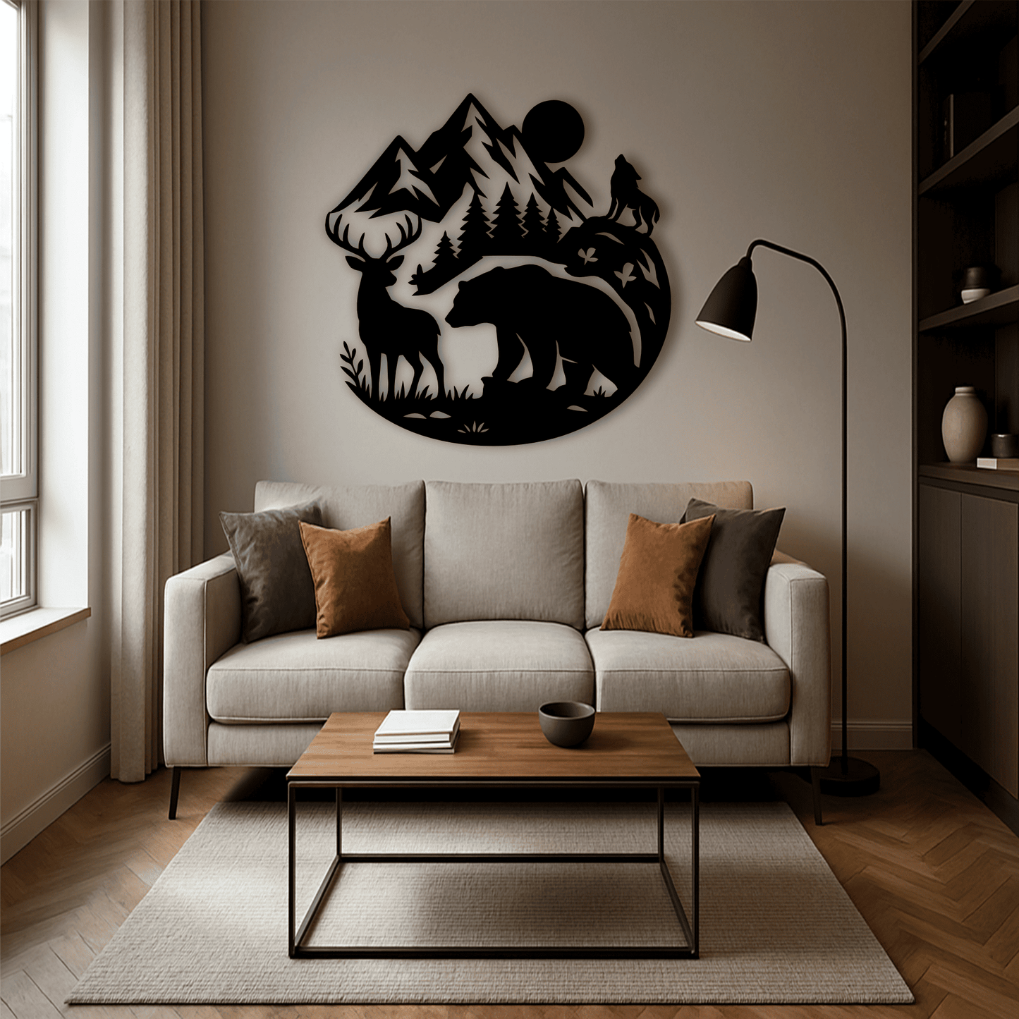 Deer and bear silhouette SVG for CNC laser cutting