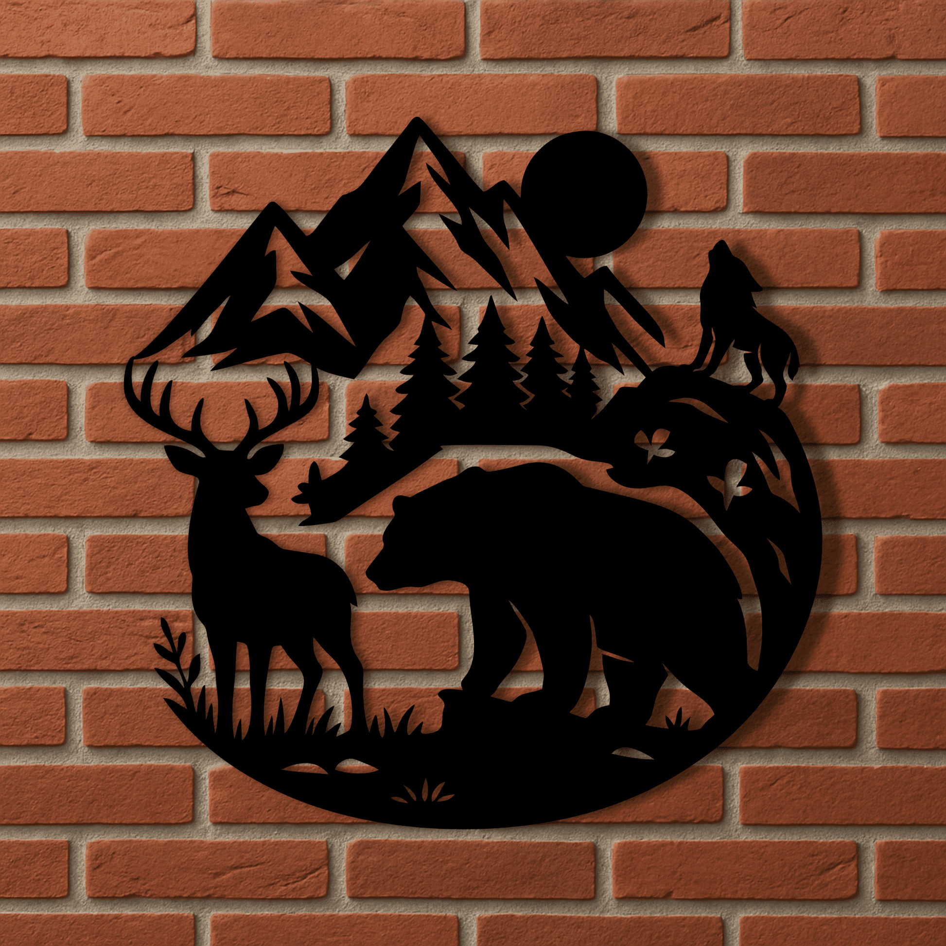 Wolf howling mountain scene SVG for Glowforge engraving