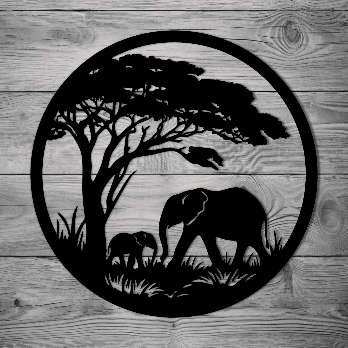 Elephant Scene Cut Files – DXF, SVG, PNG for DIY Projects