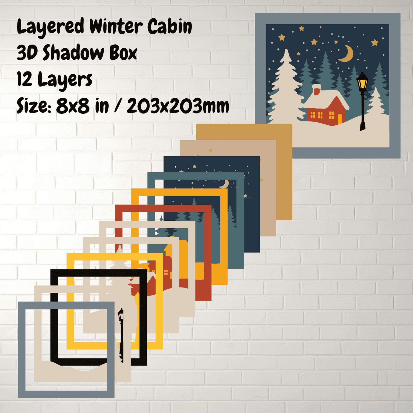 Holiday décor layered art template for Glowforge and CNC cutting