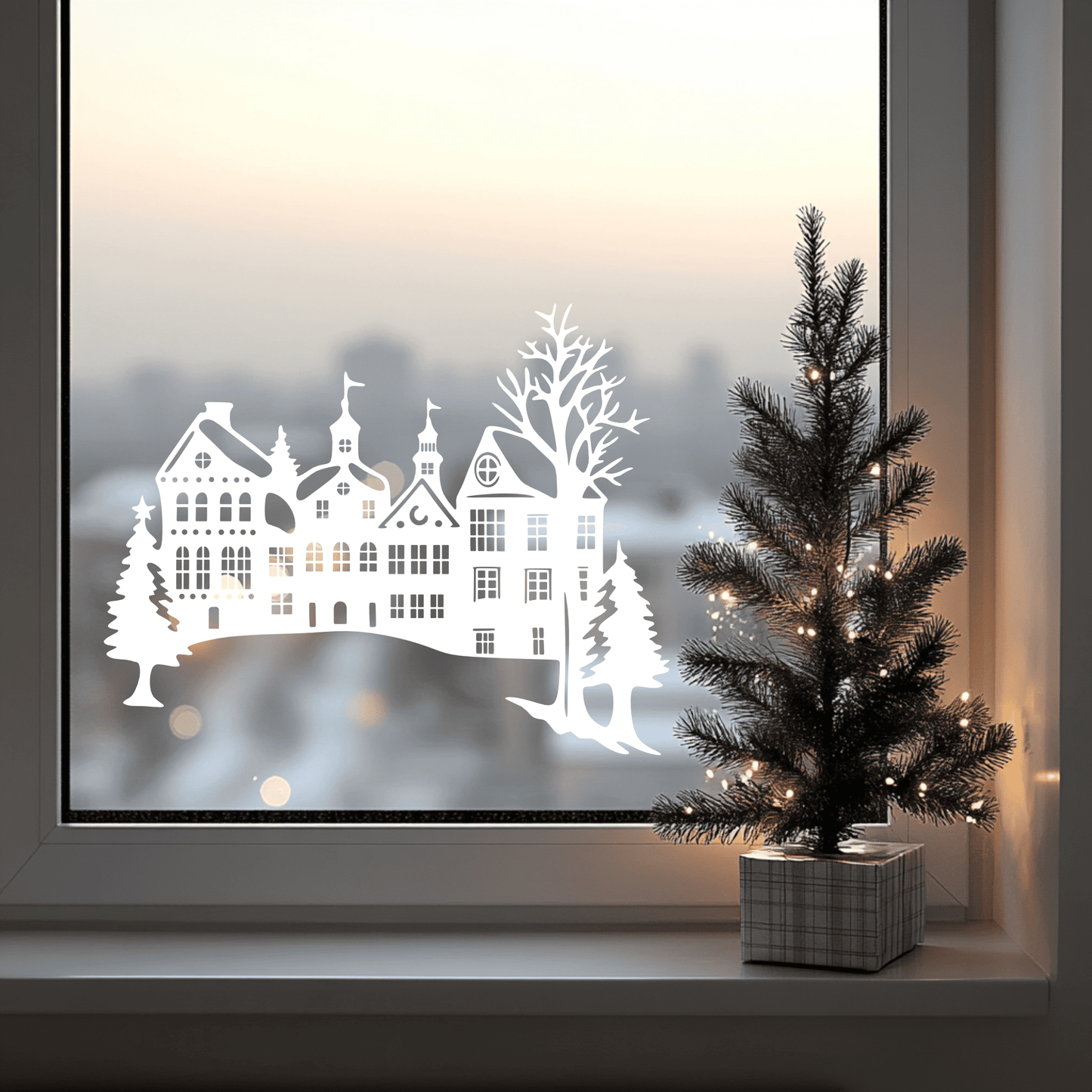 Winter Village SVG & DXF for Cricut, CNC, and Window Decals