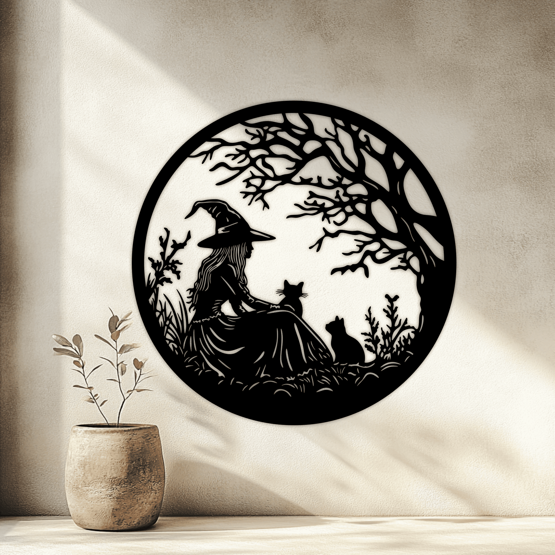 Witch and Cats SVG & DXF Files for Cricut, Silhouette, and CNC, Trendy DIY T-Shirt Design, DIY Halloween decor, Premium SVG files