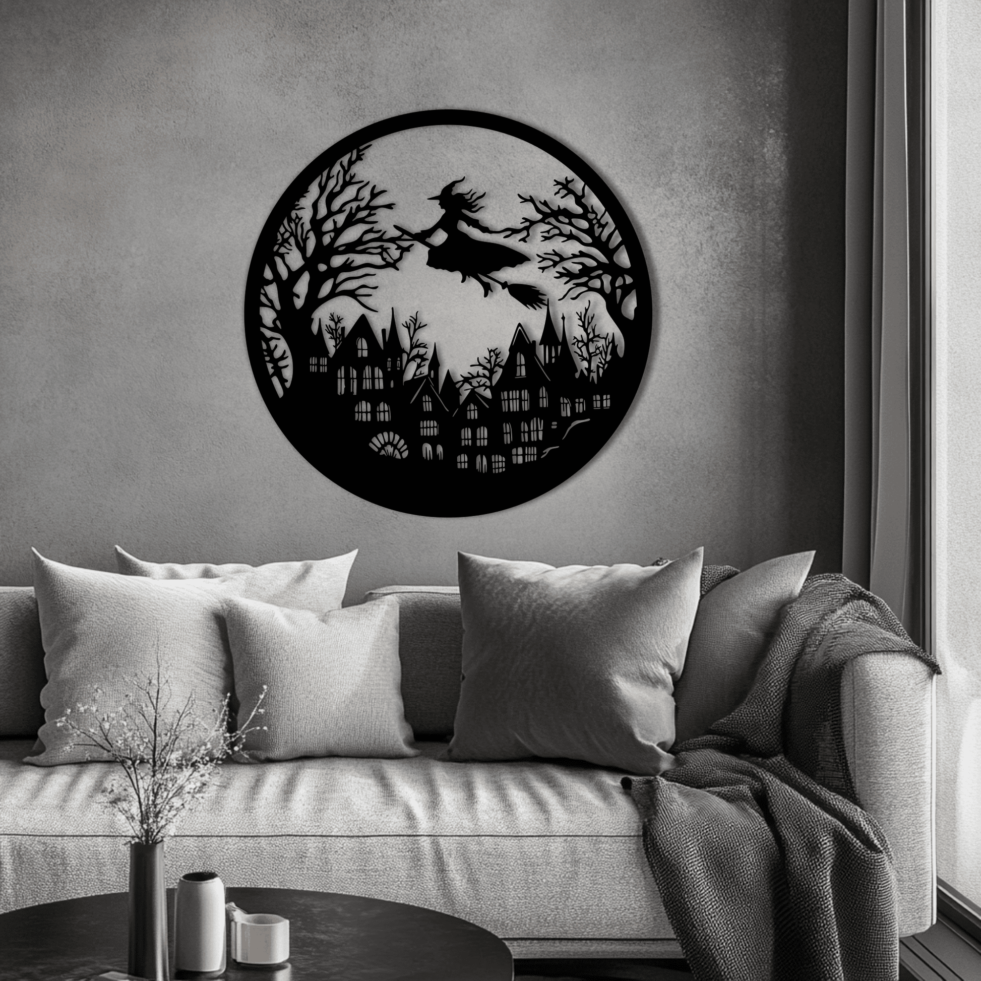 Witch Stirring Pot SVG, CNC Metal DXF, Flying Witch Cut Files for Cricut & Silhouette, Sublimation Halloween Design, DIY Halloween decor, Cut files shop