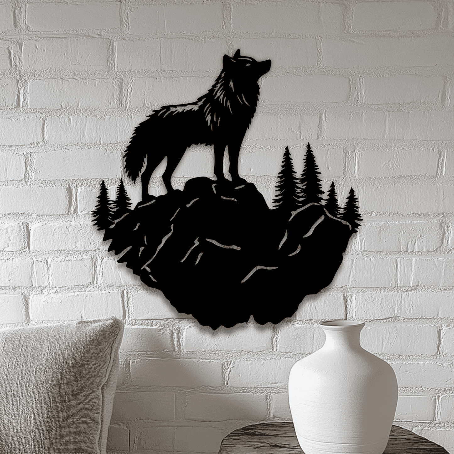 Wolf Cliff Scene DXF SVG – DIY Vinyl Wall Decals and CNC Projects
