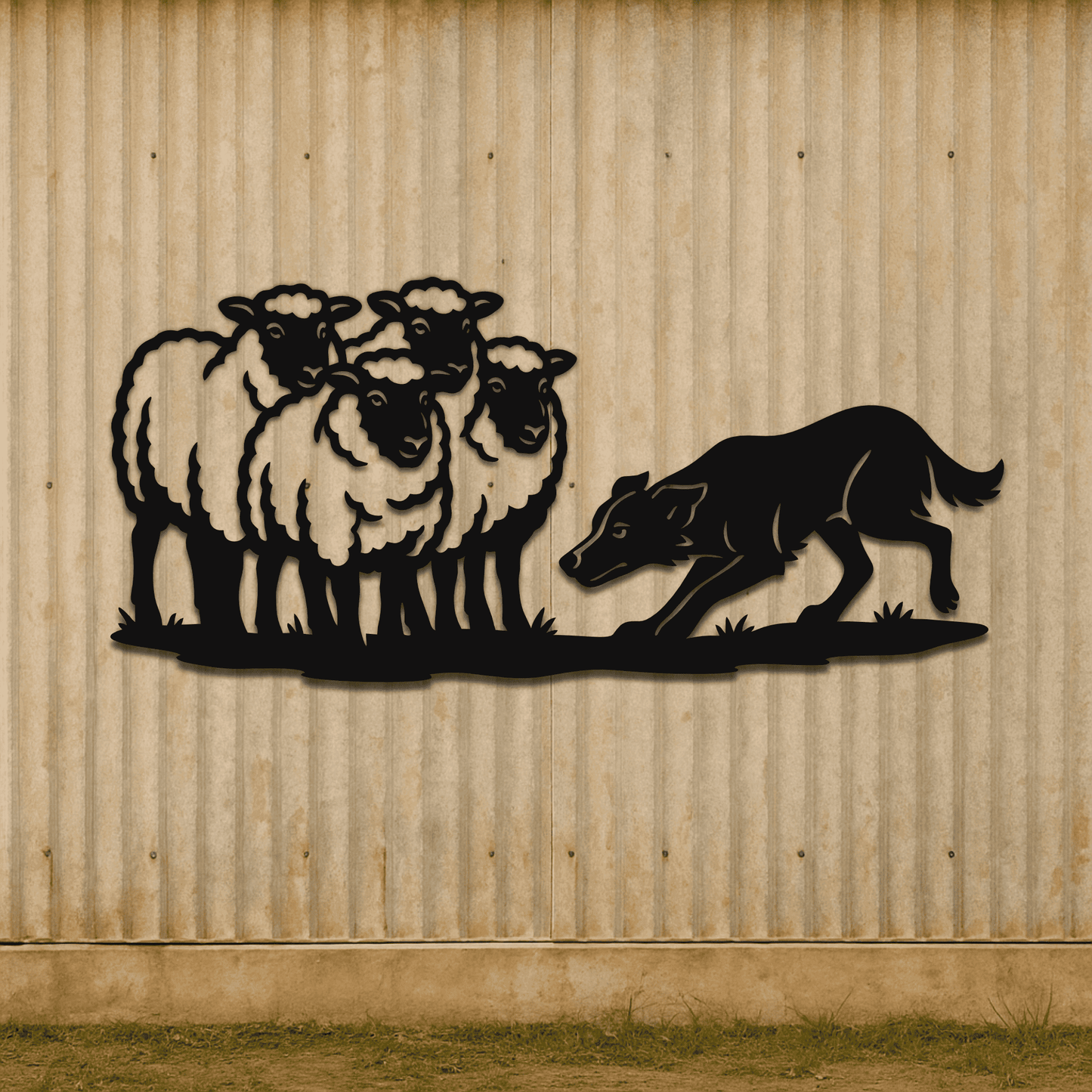 CNC cuttable dog and sheep art