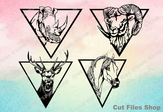 Animals silhouette, wild animals, wall decor svg, dxf for laser, wild animal wall art - Cut Files Shop