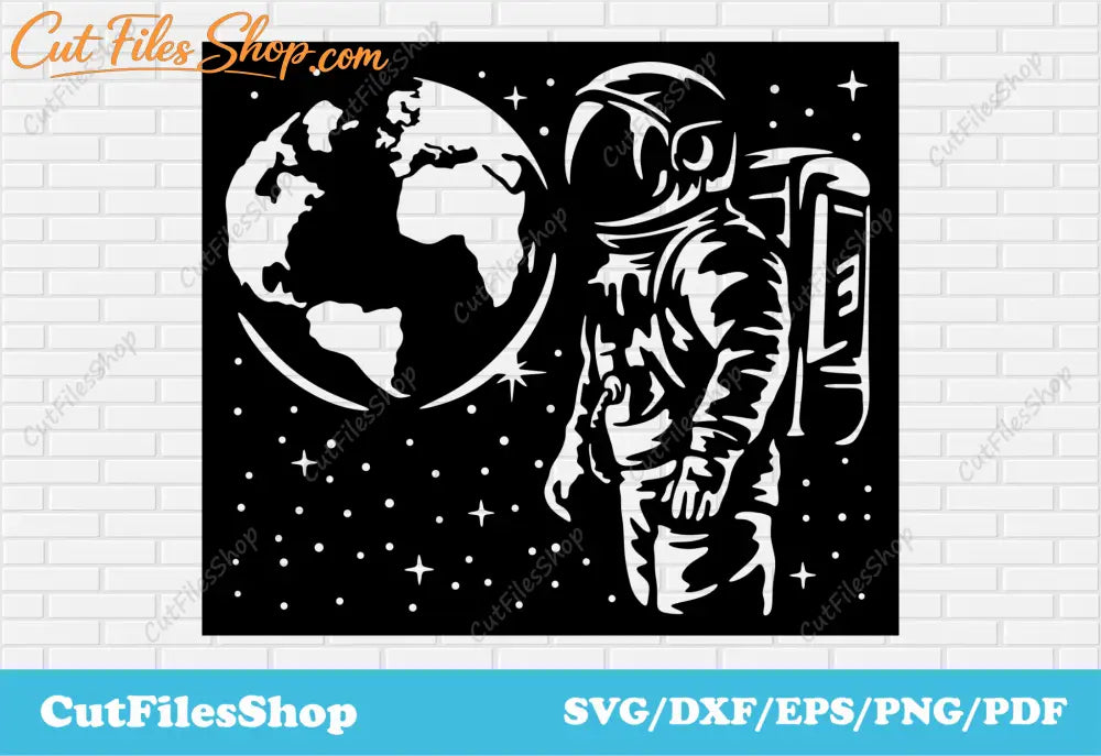 Astronaut in space svg file for cricut, panels dxf for plasma cut, cnc cutting design, dxf for router - Cut Files Shop