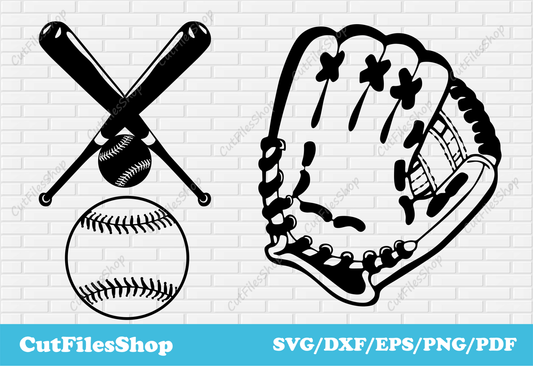 Baseball vector images for cricut, Dxf for laser cutting, Plasma cnc files, T - shirt designs - Cut Files Shop