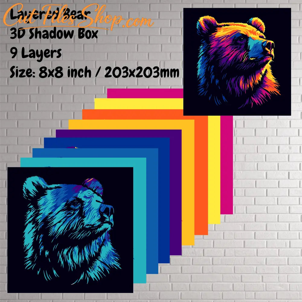 Multilayer Bear Design, SVG & DXF for Laser and Vinyl Cutting