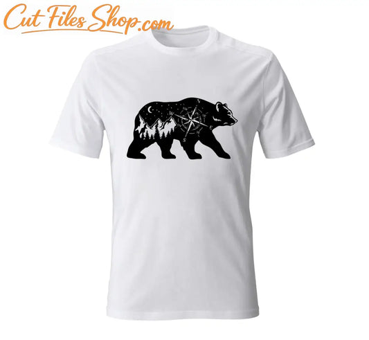 Bear cut file, bear silhouette, nature scene, wild animal wall art, cnc dxf file - Cut Files Shop