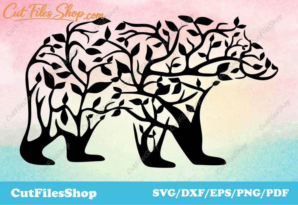 Bear dxf files for laser cutting, bear for cricut, svg art, animals dxf files for cutting - Cut Files Shop