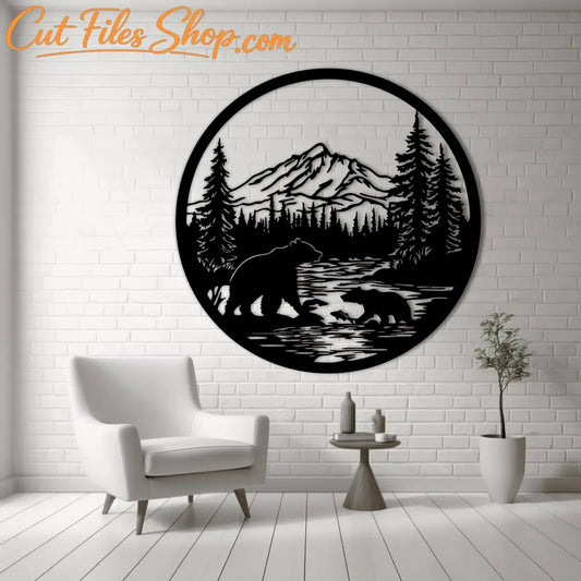 Bear Fishing SVG and DXF – Perfect for Cricut, Laser Engraving & Wall Art