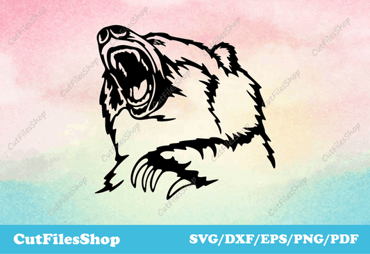 Bear for laser cutting, Wild animals for Cricut, Silhouette Cameo Files, DXF Art - Cut Files Shop