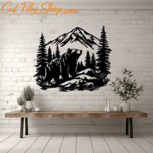 Wildlife Bear Scene DXF, SVG for Vinyl Cutting and DIY Crafts