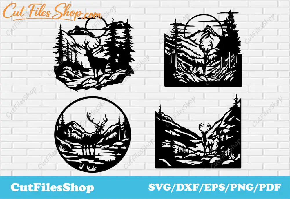 Beautiful Deer scenes for Cnc Laser and Plasma cutting, Svg deer for Cricut, Silhouette, Png Eps for Sublimation, T - shirt design - Cut Files Shop