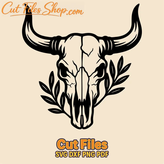 Bull skull silhouette for laser engraving