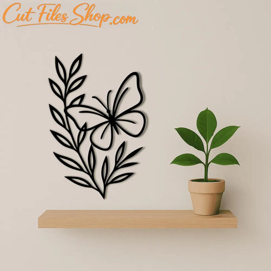 Botanical butterfly panel digital cutting file