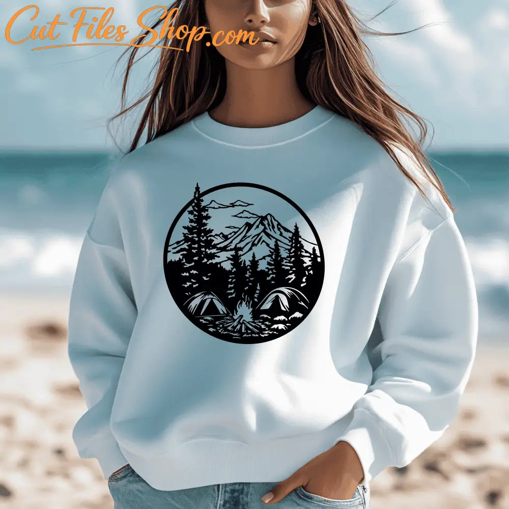 Camping tents and forest cut file design