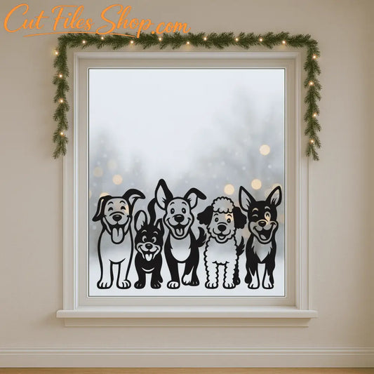 Funny puppy silhouettes DXF