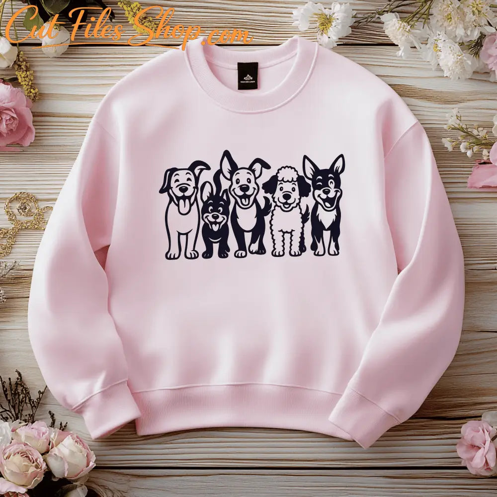 Cute cartoon dogs cricut silhouette design