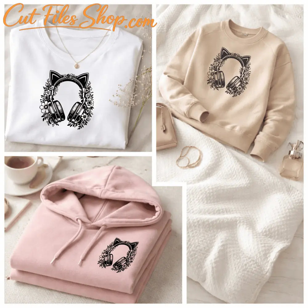 cat headphones sticker design
