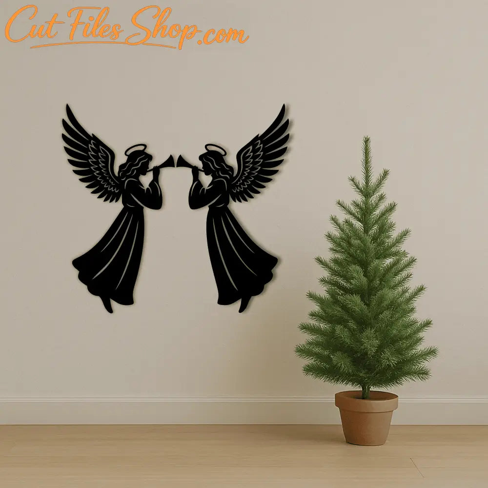 Angel silhouette vector EPS for Christmas crafts and décor